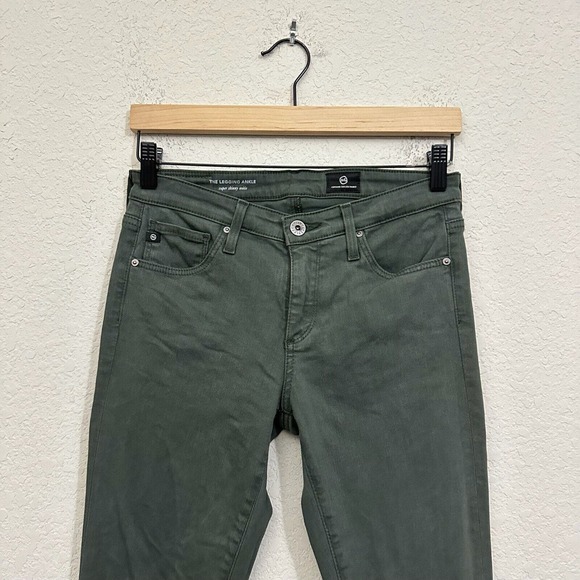 AG ADRIANO GOLDSCHMIED Super Skinny The Legging Ankle Jeans Raw Hem Green - Picture 2 of 11
